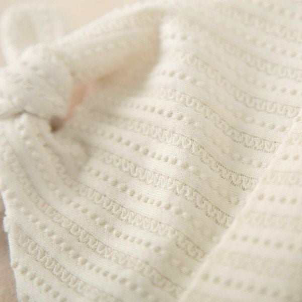 オーガニックコットン ベビー【手編みモチーフ】レーシーニットのフード
