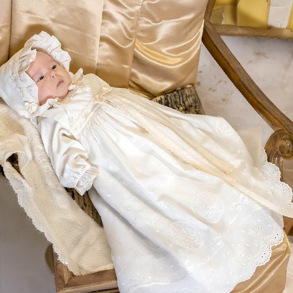 オーガニックコットン ベビー【クラシカルレース】セレモニードレスセット