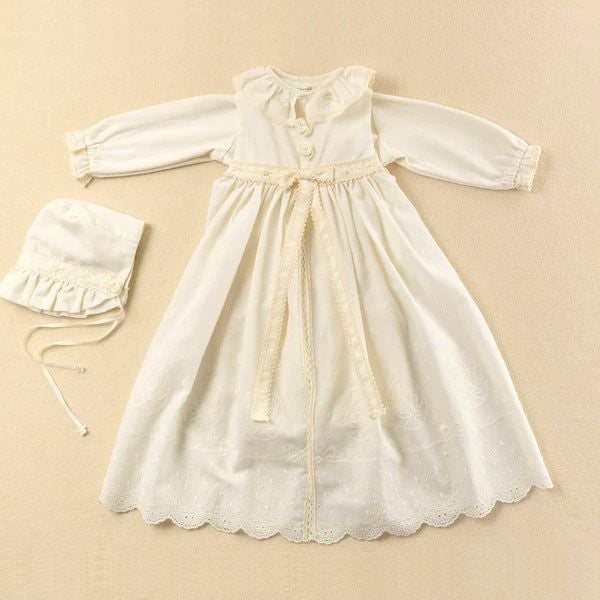 オーガニックコットン ベビー【クラシカルレース】セレモニードレスセット