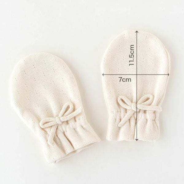 オーガニックコットン ベビー アイレット柄フライスミトン ナチュラル