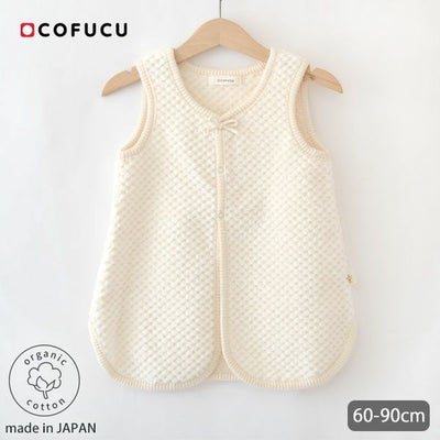 オーガニックコットン ベビー ノースリーブローブ ナチュラル 60-90