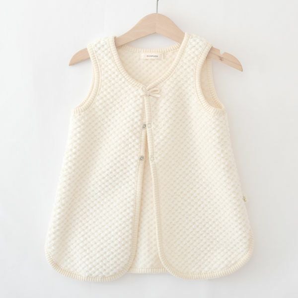 オーガニックコットン ベビー ノースリーブローブ ナチュラル 60-90