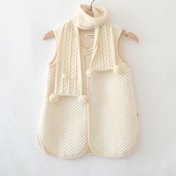 オーガニックコットン ベビー ノースリーブローブ ナチュラル 60-90