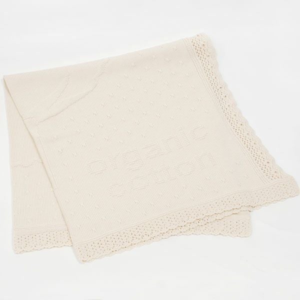オーガニックコットン ベビー コットンボール柄模様編みアフガン 85×85