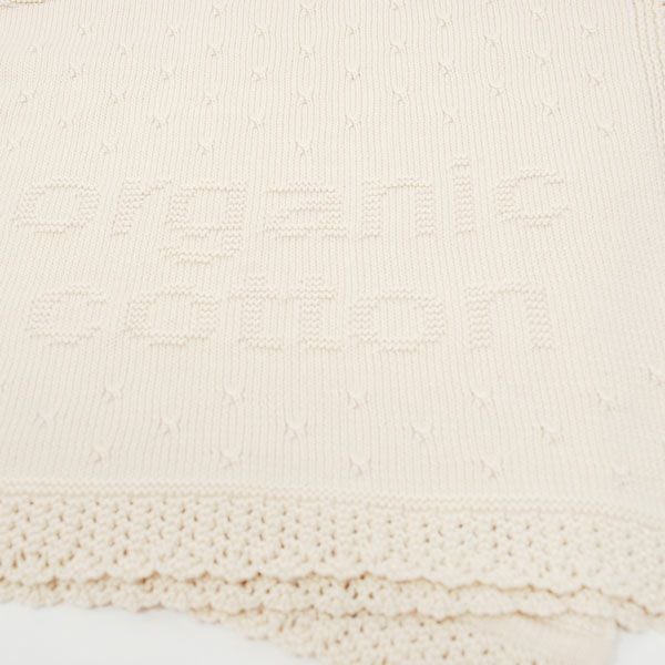 オーガニックコットン ベビー コットンボール柄模様編みアフガン 85×85