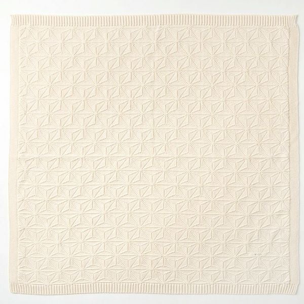 オーガニックコットン ベビー 麻の葉柄ニットアフガン ナチュラル 85×85