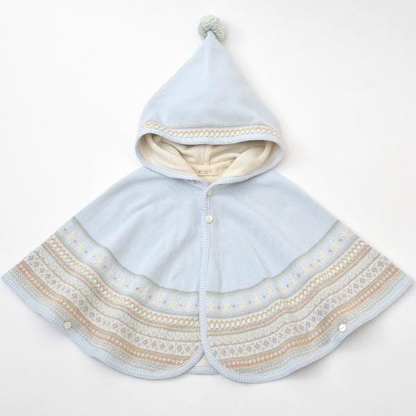 オーガニックコットン ベビー ジャガード編みマント
