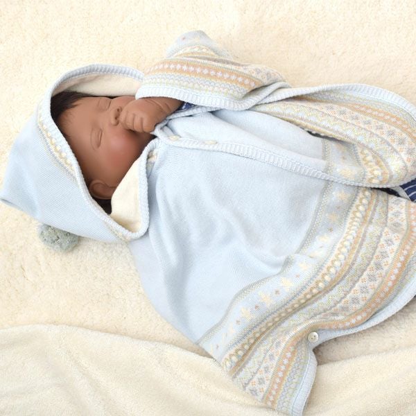 オーガニックコットン ベビー ジャガード編みマント