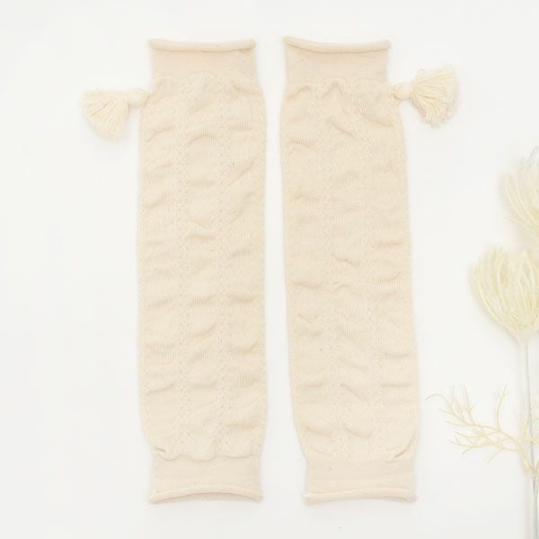 オーガニックコットン ベビー タッセル付きくしゅくしゅレッグウォーマー