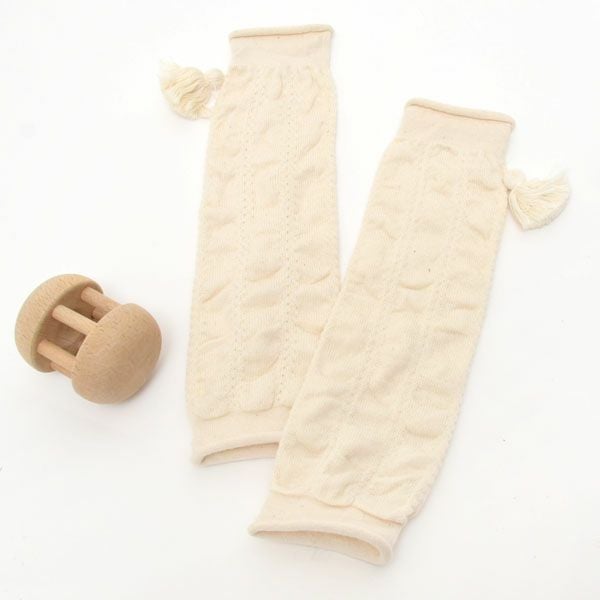 オーガニックコットン ベビー タッセル付きくしゅくしゅレッグウォーマー
