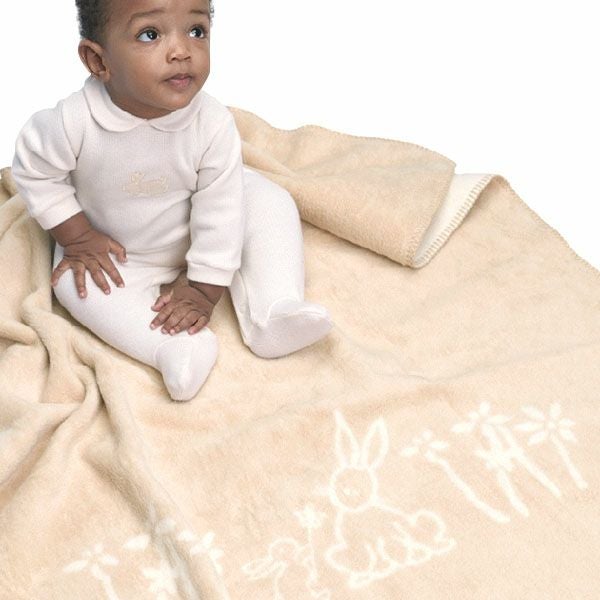 オーガニックコットン ほわほわリバーシブルブランケット うさぎ 85x100