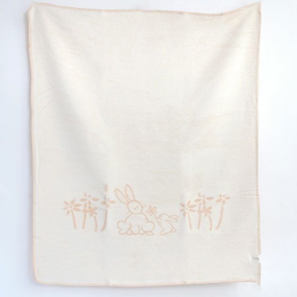 オーガニックコットン ほわほわリバーシブルブランケット うさぎ 85x100