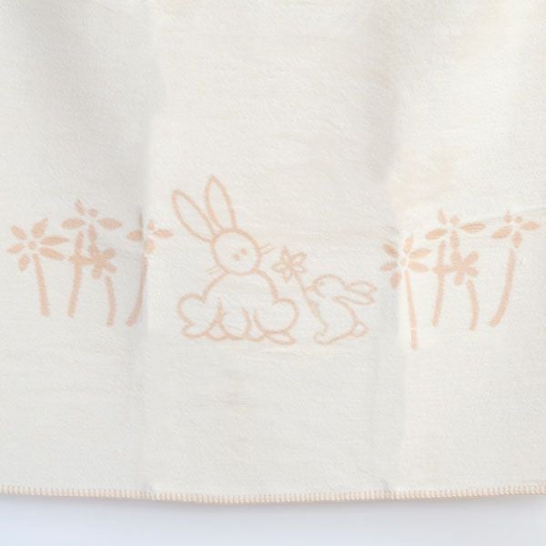 オーガニックコットン ほわほわリバーシブルブランケット うさぎ 85x100