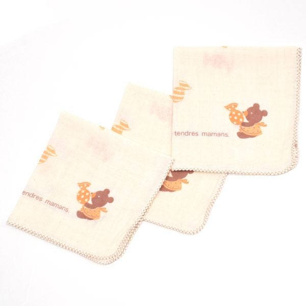 オーガニックコットン ガーゼハンカチ 3枚セット Caramel