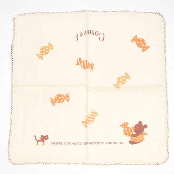 オーガニックコットン ガーゼハンカチ 3枚セット Caramel