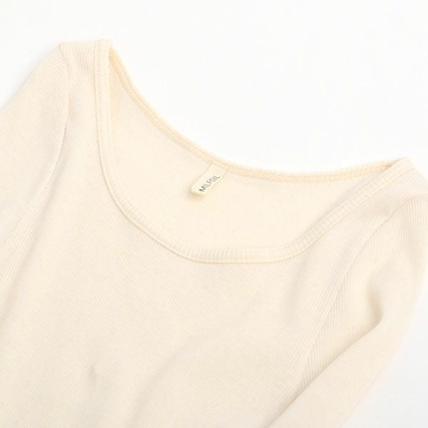 オーガニックコットン リブ クルーネックカットソー（長袖）