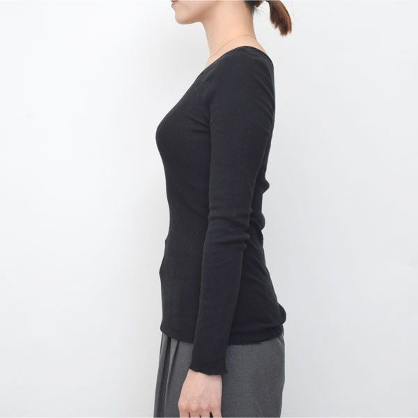 オーガニックコットン リブ クルーネックカットソー（長袖）