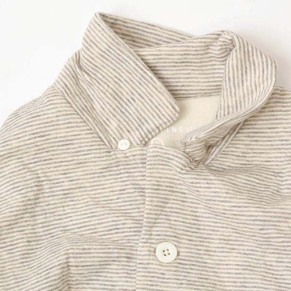 オーガニックコットン＆ヤク ボーダーエアニットパジャマ ナチュラルグレー M