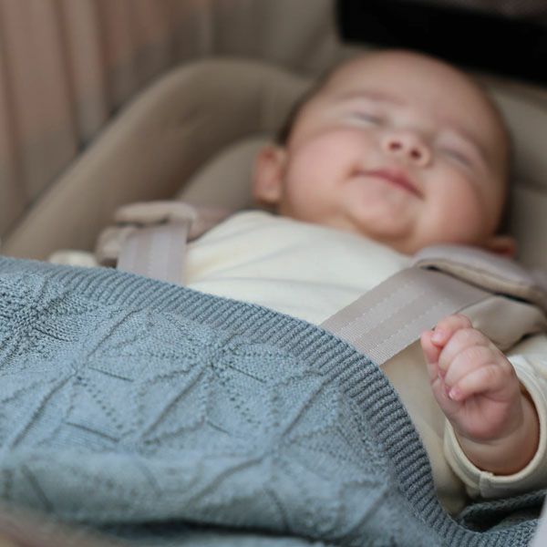 オーガニックコットン 洛陽染麻の葉柄ニットアフガン