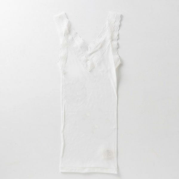 オーガニックコットン シルクレーステレコタンクトップ ホワイト M