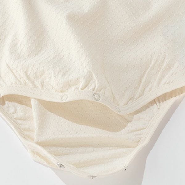 オーガニックコットン ベビー アイレット柄ボディースーツ（半袖） ナチュラル 70