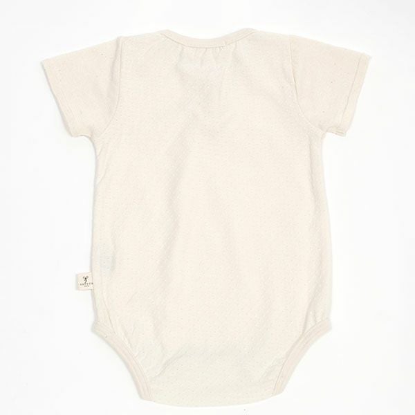 オーガニックコットン ベビー アイレット柄ボディースーツ（半袖） ナチュラル 70