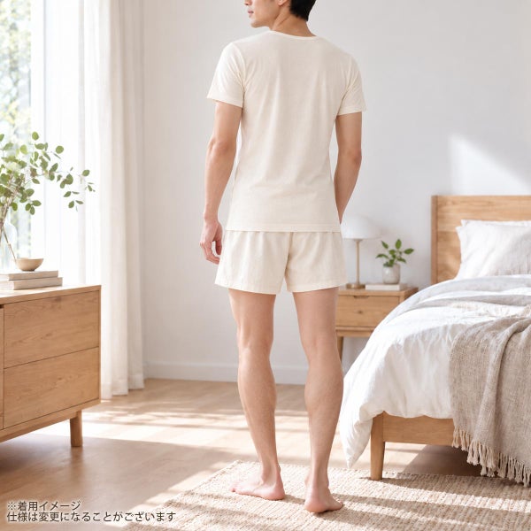 オーガニックコットン 薄手フライス半袖UネックTシャツ