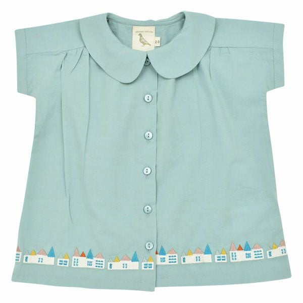 【SALE／50%OFF】オーガニックコットン キッズピーターパンカラーブラウス（半袖）