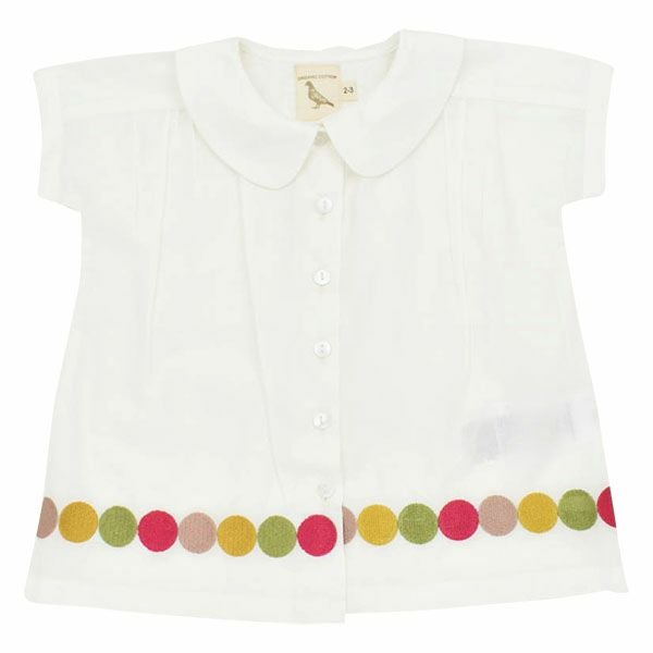 【SALE／50%OFF】オーガニックコットン キッズピーターパンカラーブラウス（半袖）