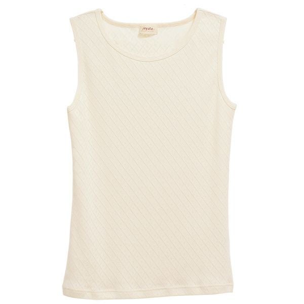 オーガニックコットン 透かしダイヤ柄ノースリーブシャツ