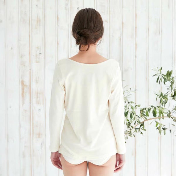 オーガニックコットン 授乳用インナー穴あきシャツ（長袖）