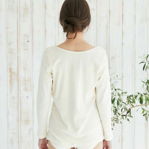 オーガニックコットン 授乳用インナー穴あきシャツ（長袖）