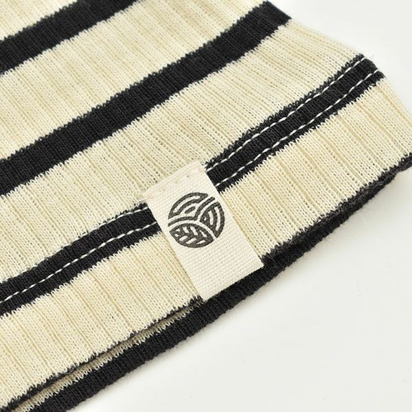 オーガニックコットン キッズ リブストライプクルーネックT（長袖）