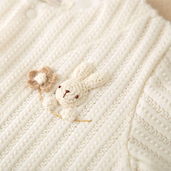 オーガニックコットン ベビー【手編みモチーフ】レーシーニットカーディガン