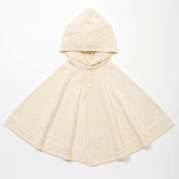 オーガニックコットン ベビー麻の葉柄マント