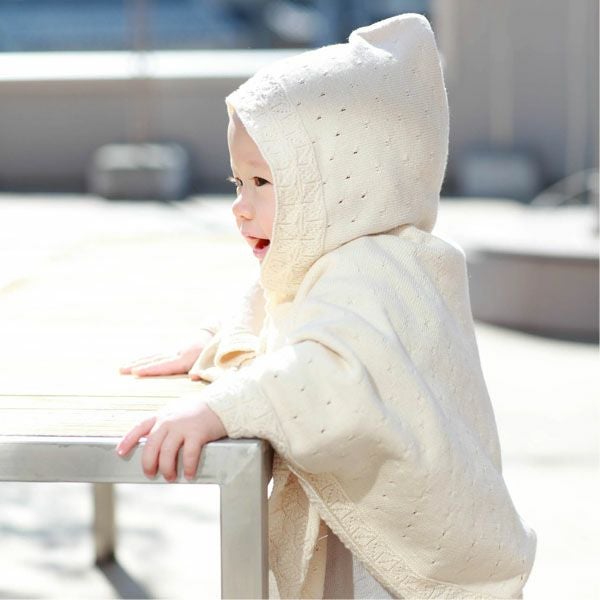 オーガニックコットン ベビー麻の葉柄マント