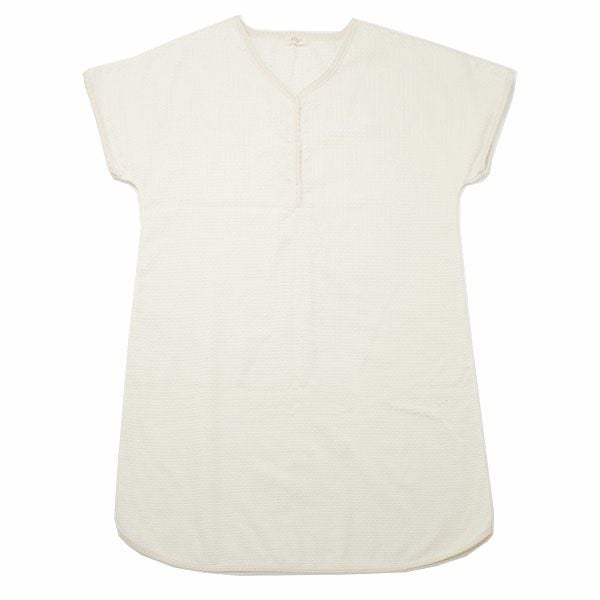 オーガニックコットン レディース 格子柄パイルバスローブ ナチュラル