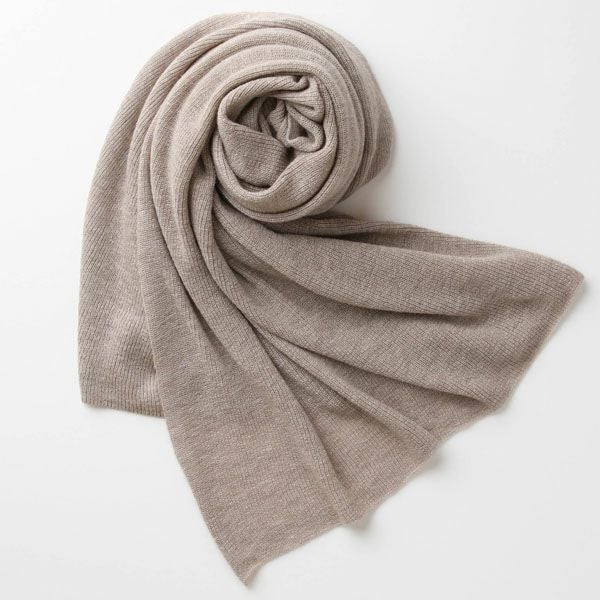 オーガニックコットン&カシミヤ ニットショール ブラウン