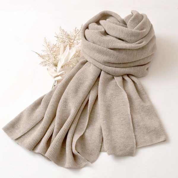 オーガニックコットン&カシミヤ ニットショール ブラウン