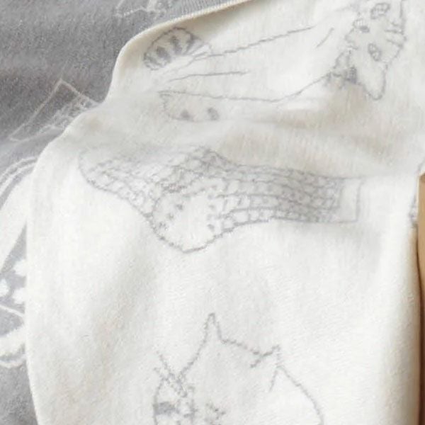 オーガニックコットン ねこ柄アフガン