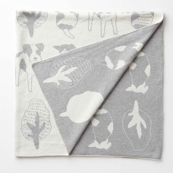 オーガニックコットン いぬ柄アフガン