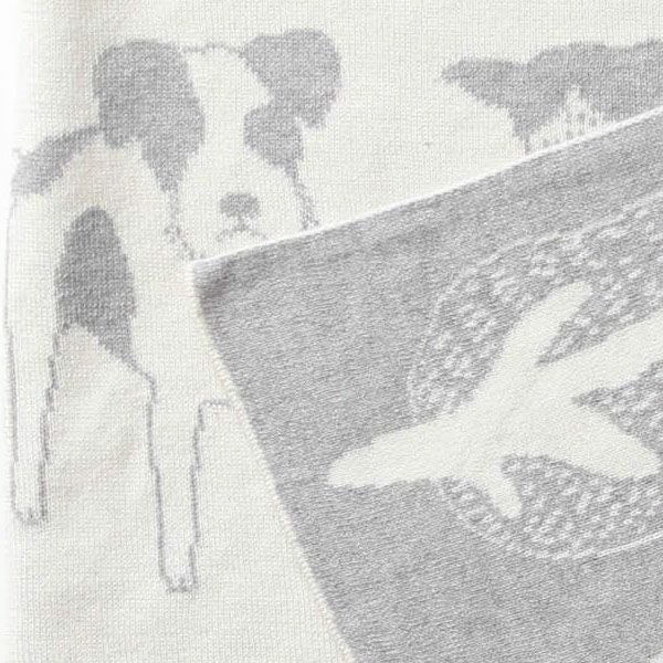 オーガニックコットン いぬ柄アフガン