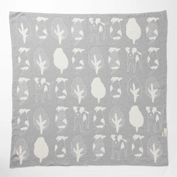 オーガニックコットン いぬ柄アフガン