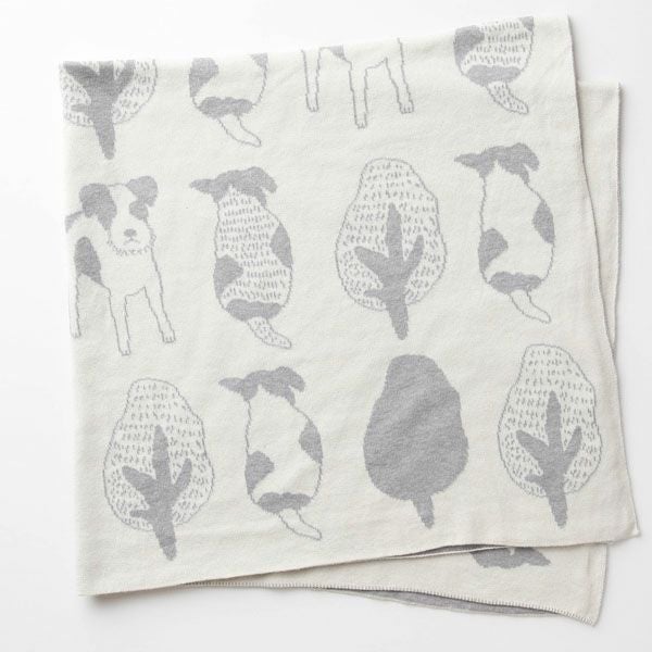 オーガニックコットン いぬ柄アフガン