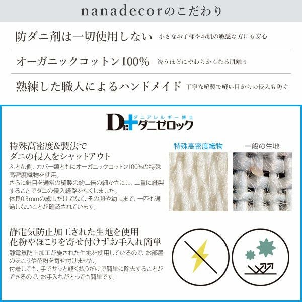 【ダニゼロック】オーガニックコットン 掛け布団カバー シングルロング 150×210