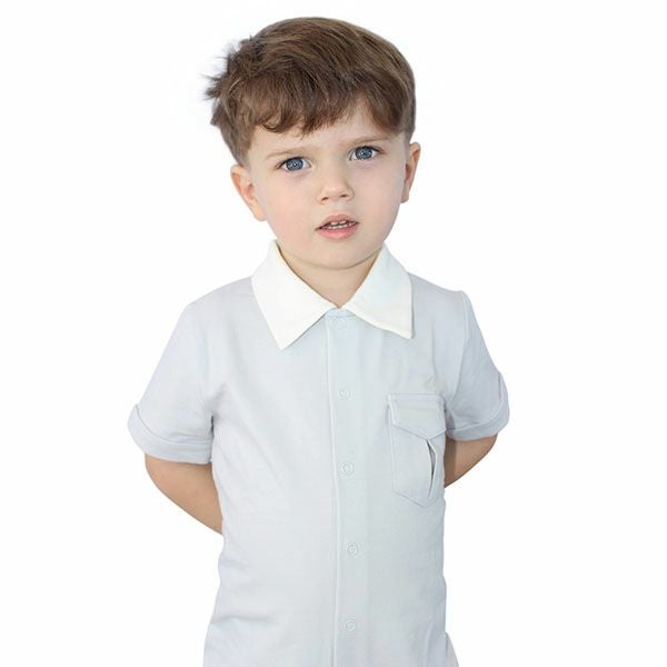 【SALE／50%OFF】オーガニックコットン ベビーショートオール（半袖）Little Business