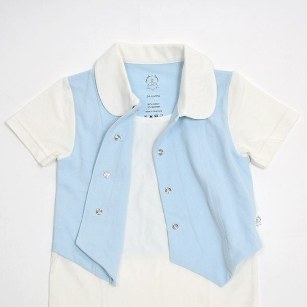 【SALE／50%OFF】オーガニックコットン ベビーロンパース（半袖）Young Gentleman
