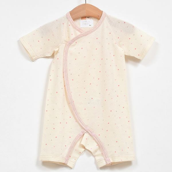 オーガニックコットン ベビー吊天竺 コンビ肌着 金平糖