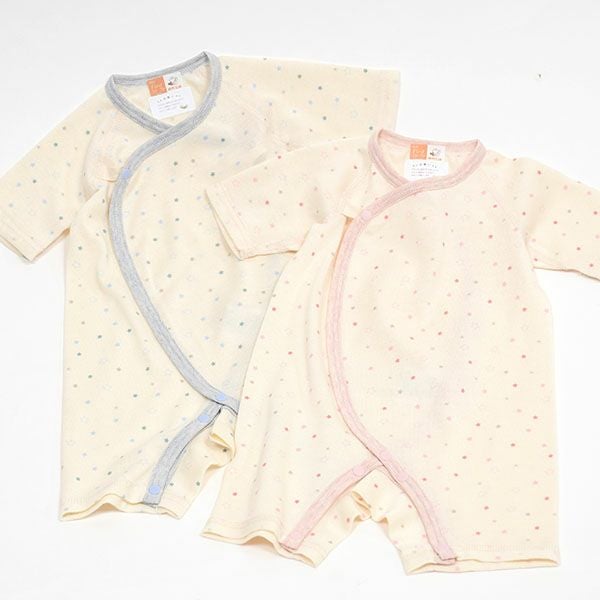 オーガニックコットン ベビー吊天竺 コンビ肌着 金平糖
