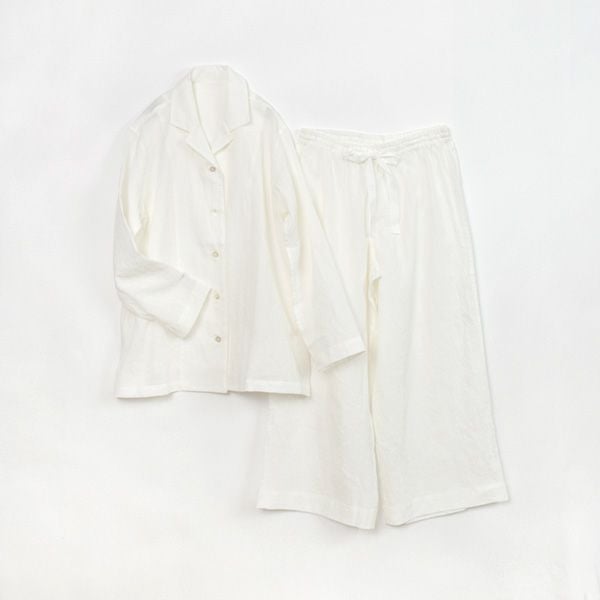 オーガニックコットン＆リネン さらさらパジャマ ホワイト M